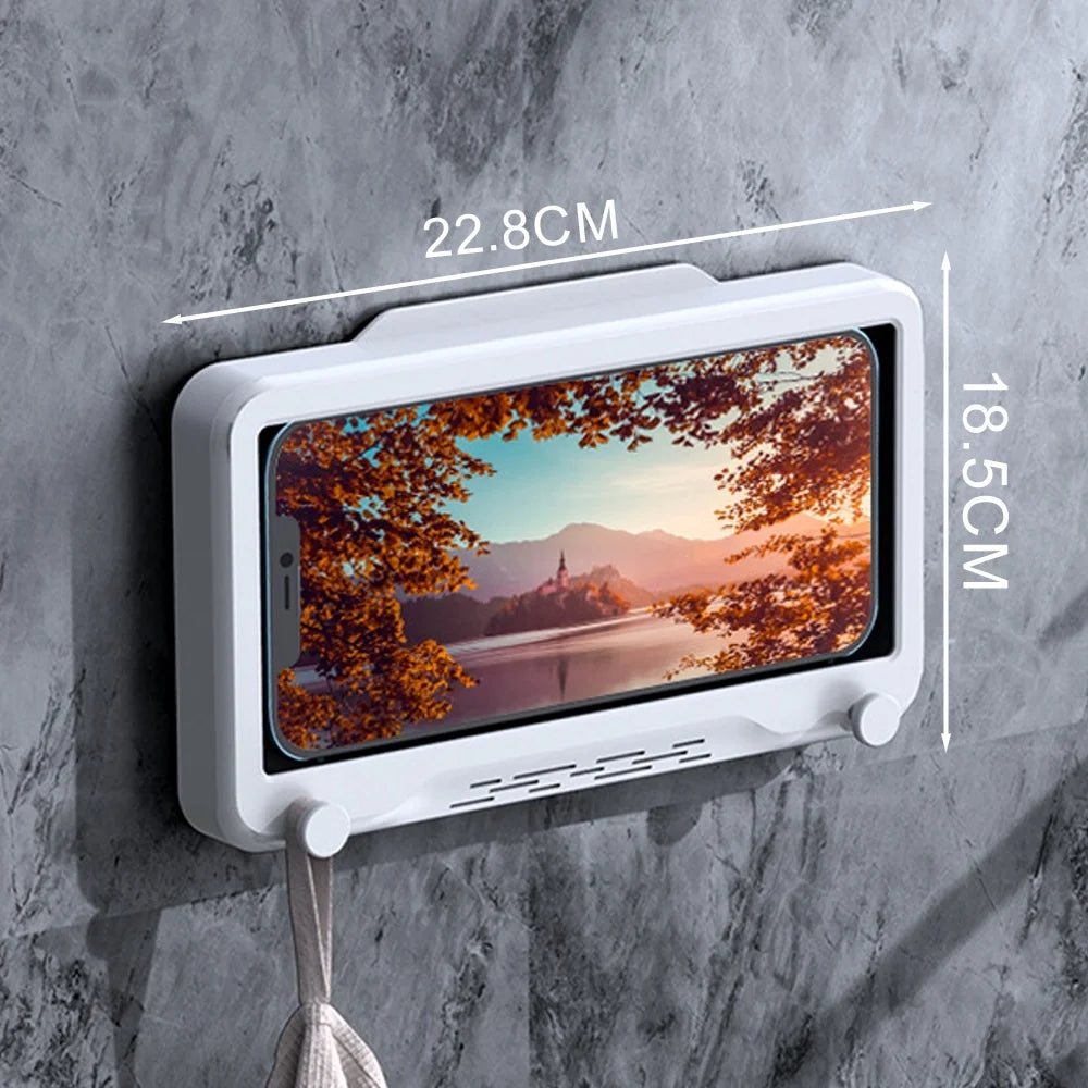 Mobile Phone Holder Waterproof 480° Rotating Wall Mobile Phone Holder Installed HD Touch Screen Guardian Phone - White