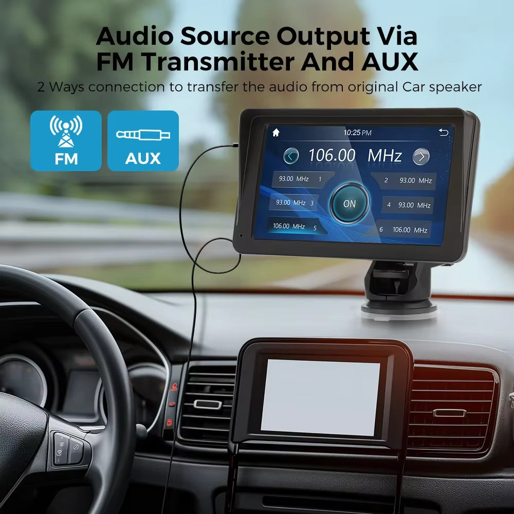 Car Radio Multimedia Video Player Wireless Carplay Android Auto 7Inch Touch Screen with USB AUX FM for Rear View Camera