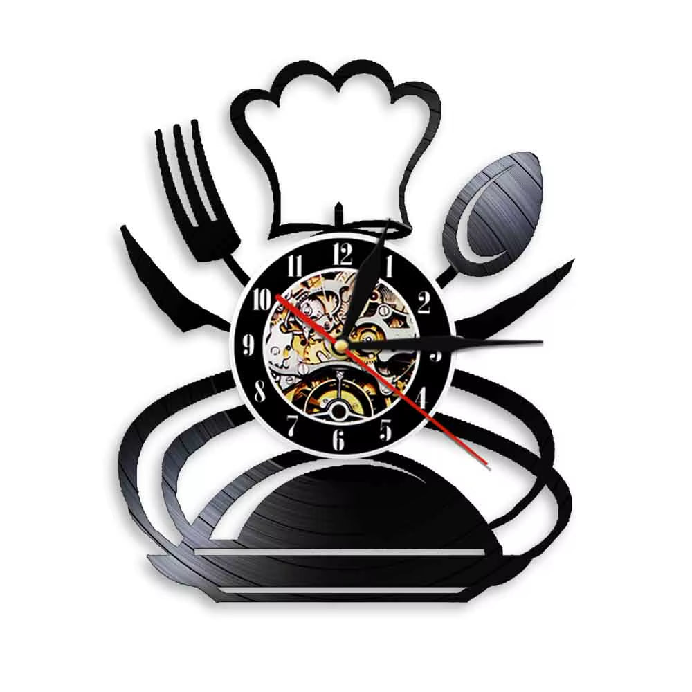 The Kitchen the Heart of the Home Inspired Vinyl Record Clock Modern Design Vinyl Wall Watch Kitchen Decor Noiseless Timepieces