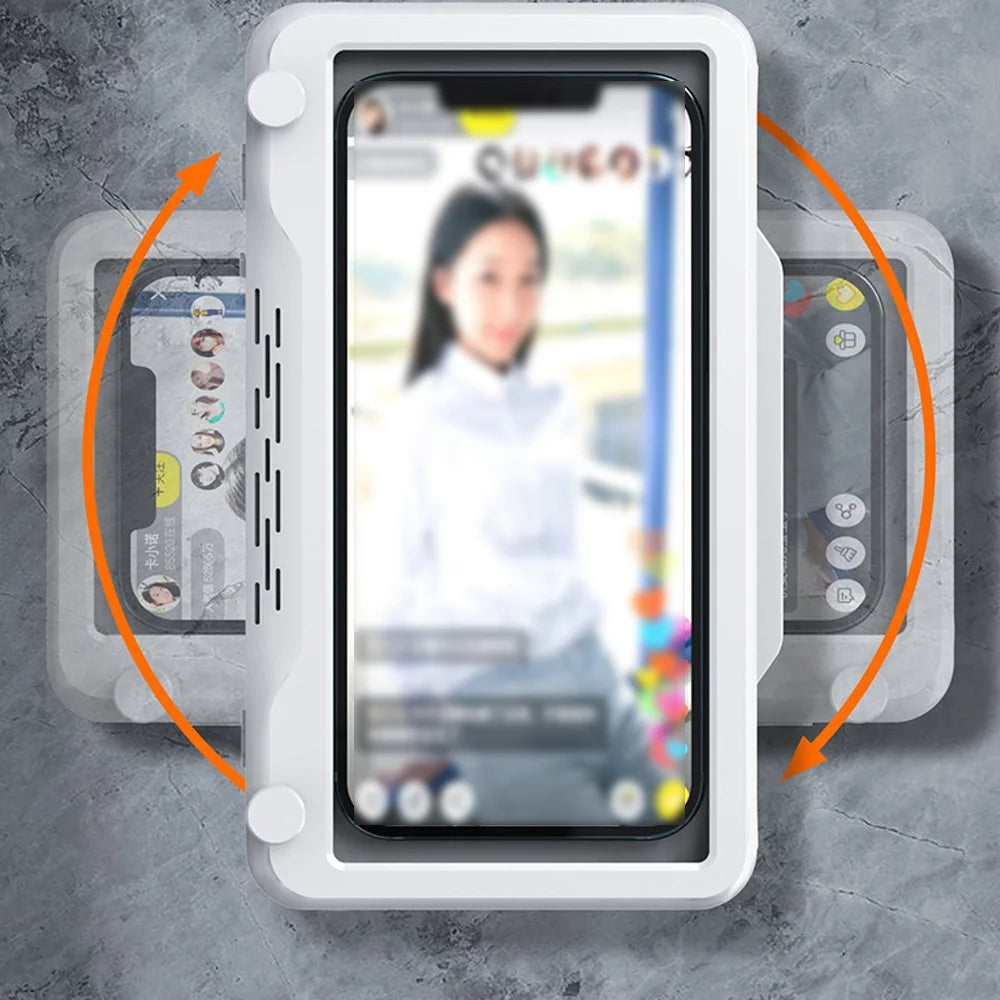 Mobile Phone Holder Waterproof 480° Rotating Wall Mobile Phone Holder Installed HD Touch Screen Guardian Phone - White