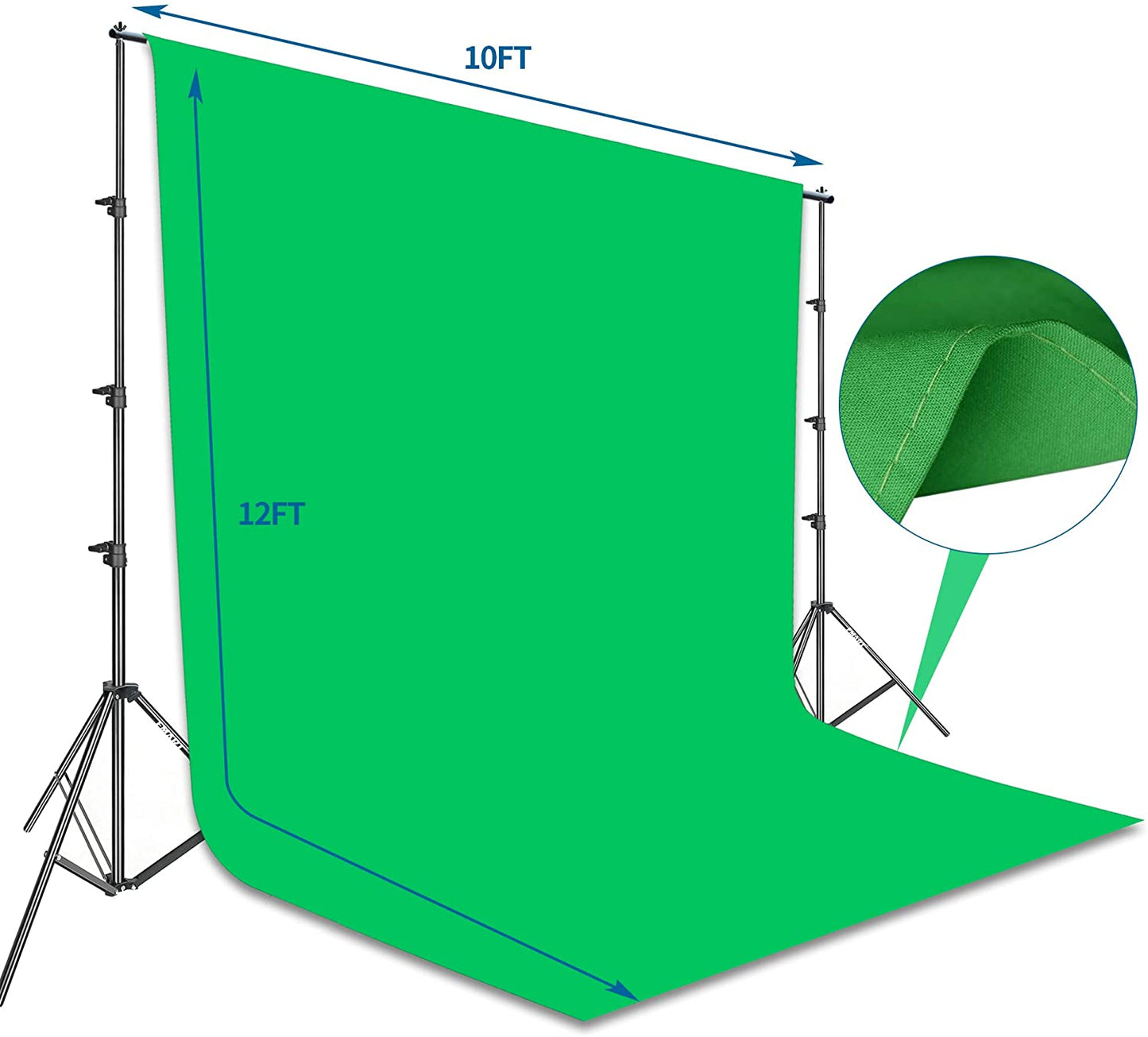 Photo Video Studio 8.5 X 10Ft Green Screen Backdrop Stand Kit, Photography Background Support System with 10 X12Ft 100% Cotton Muslin Chromakey Curtain