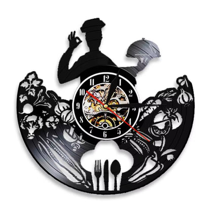 The Kitchen the Heart of the Home Inspired Vinyl Record Clock Modern Design Vinyl Wall Watch Kitchen Decor Noiseless Timepieces