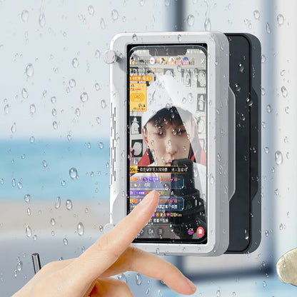 Mobile Phone Holder Waterproof 480° Rotating Wall Mobile Phone Holder Installed HD Touch Screen Guardian Phone - White