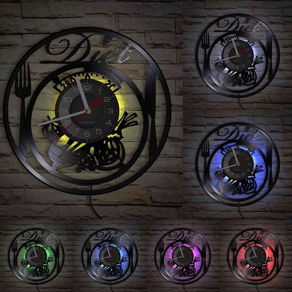 The Kitchen the Heart of the Home Inspired Vinyl Record Clock Modern Design Vinyl Wall Watch Kitchen Decor Noiseless Timepieces