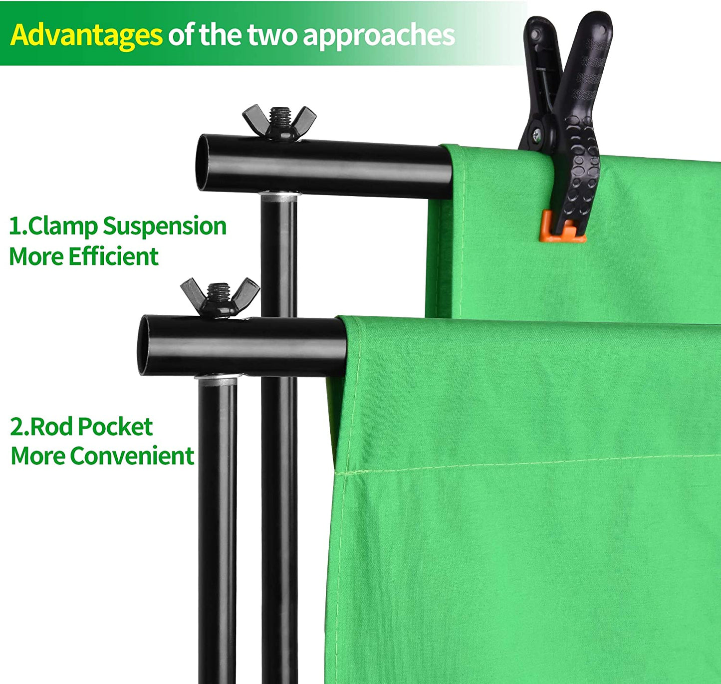 Photo Video Studio 8.5 X 10Ft Green Screen Backdrop Stand Kit, Photography Background Support System with 10 X12Ft 100% Cotton Muslin Chromakey Curtain