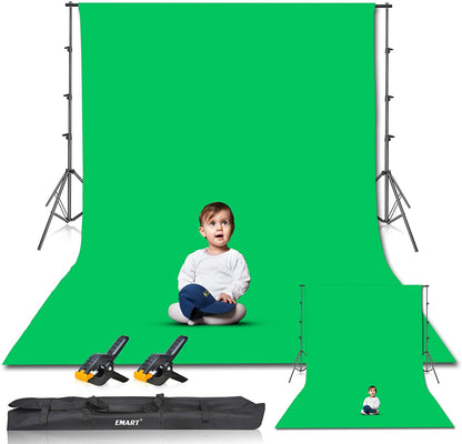 Photo Video Studio 8.5 X 10Ft Green Screen Backdrop Stand Kit, Photography Background Support System with 10 X12Ft 100% Cotton Muslin Chromakey Curtain